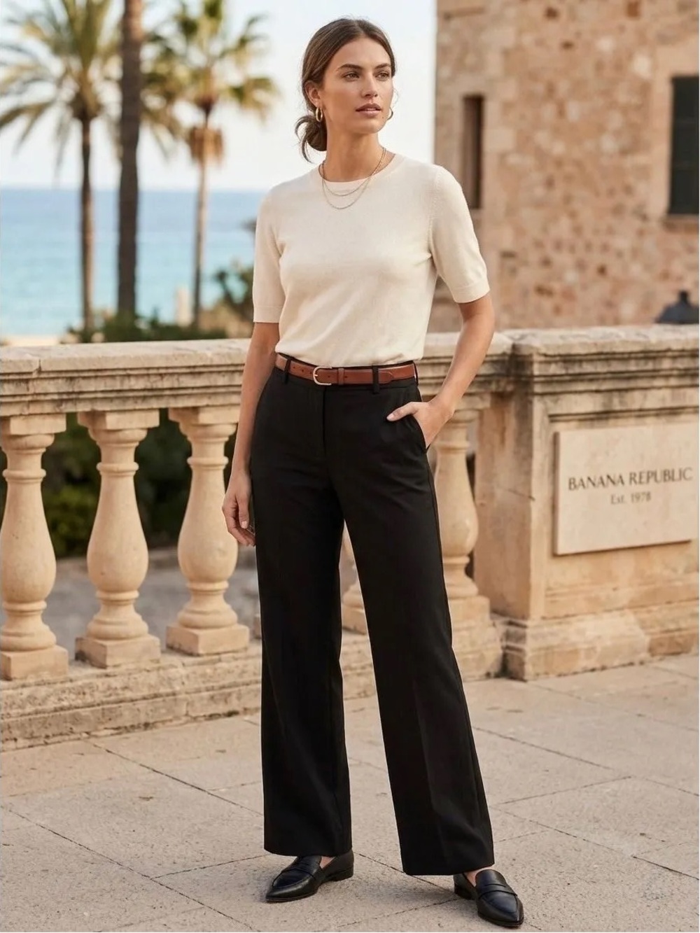 Banana Republic The Martin Fit Black Wool Blend Dress Pants